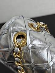 Chanel Mini Flap Bag Silver Metallic 19x13x5.5cm - 6