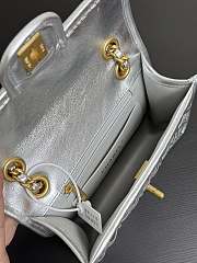 Chanel Mini Flap Bag Silver Metallic 19x13x5.5cm - 5