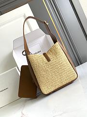 YSL Le 5 à 7 Supple Small Raffia Leather 22x22x7-9cm - 4