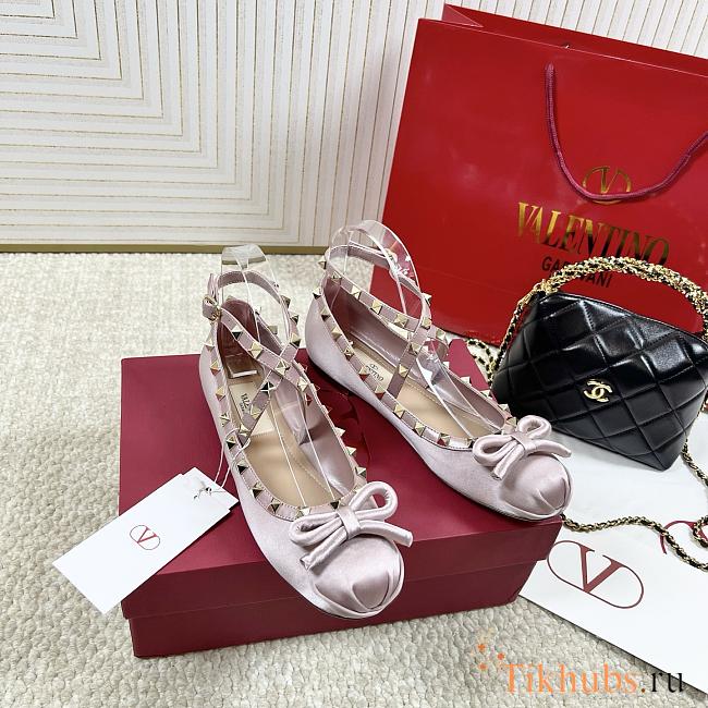 Valentino Rockstud Satin Ballerina Flat - 1