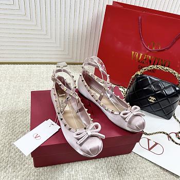Valentino Rockstud Satin Ballerina Flat