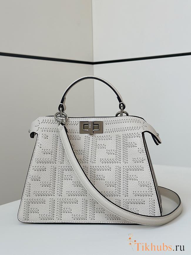 Fendi Peekaboo ISeeU Small White Leather Bag FF Interlacing 27x21x11cm - 1