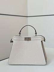Fendi Peekaboo ISeeU Small White Leather Bag FF Interlacing 27x21x11cm - 4