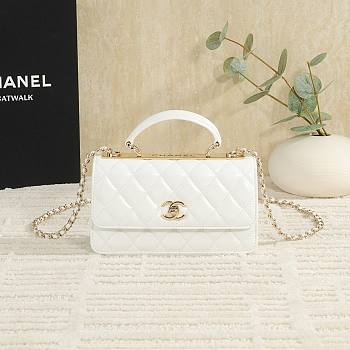 Chanel CC Trendy Top Handle White Lambskin 19x5.5cm