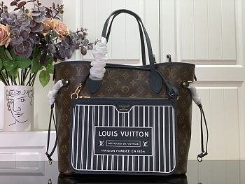 Louis Vuitton LV Neverfull MM Navy Blue Monogram 32x27x14cm