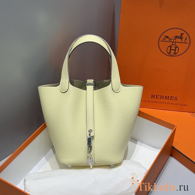Hermes Picotin Light Yellow Silver Bag 18x13x9cm - 1