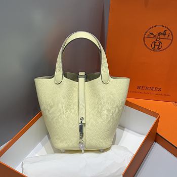 Hermes Picotin Light Yellow Silver Bag 18x13x9cm