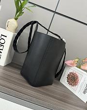 Loewe Pebble Black Braided Leather Bucket 28x24.5x23.5cm - 3