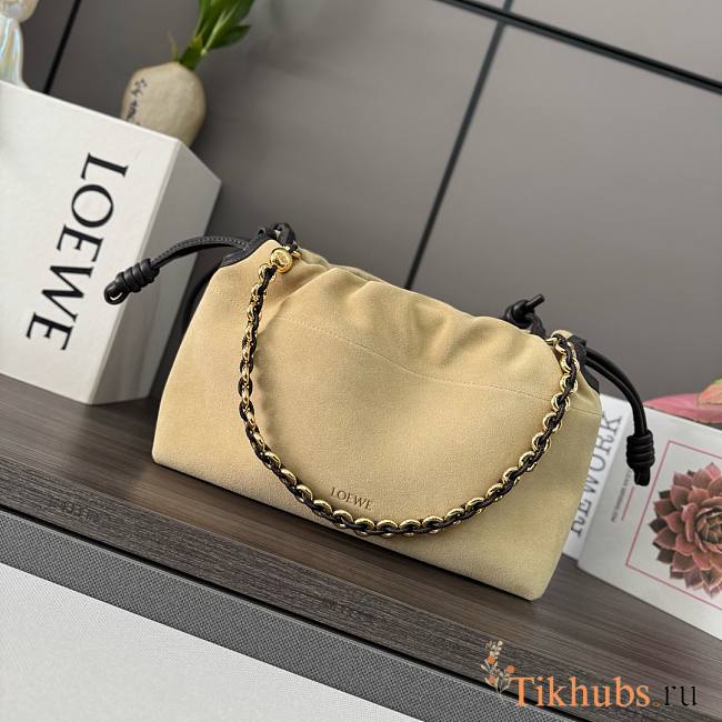Loewe Flamenco Purse Bag Beige Suede 30x20x10.5cm - 1