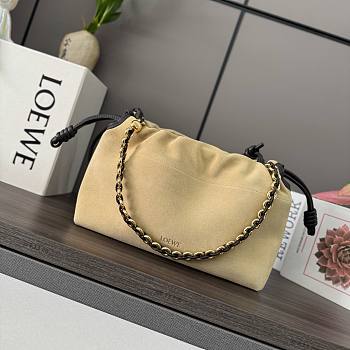 Loewe Flamenco Purse Bag Beige Suede 30x20x10.5cm