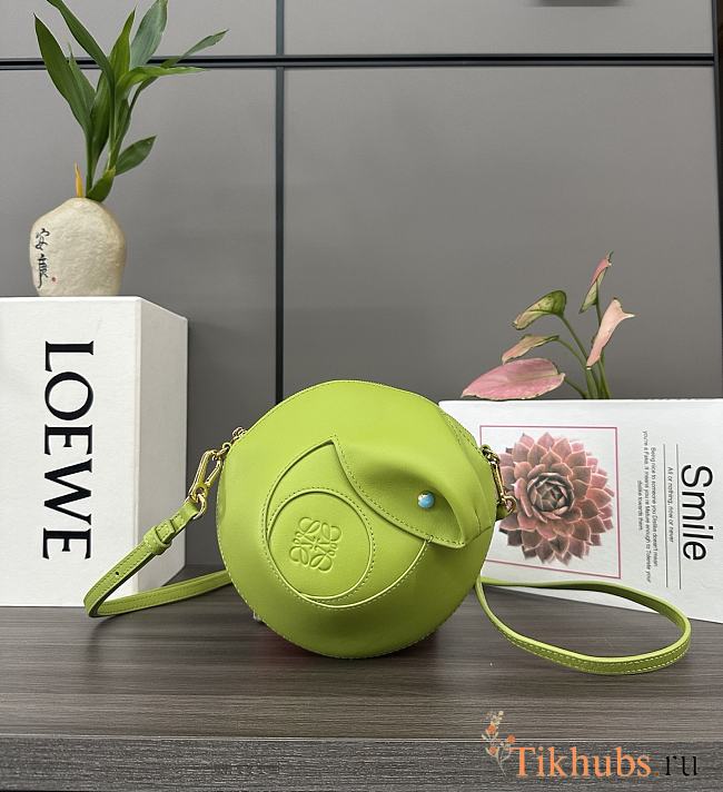 Loewe Snake Leather Shoulder Bag Green 18x10.5x18cm - 1