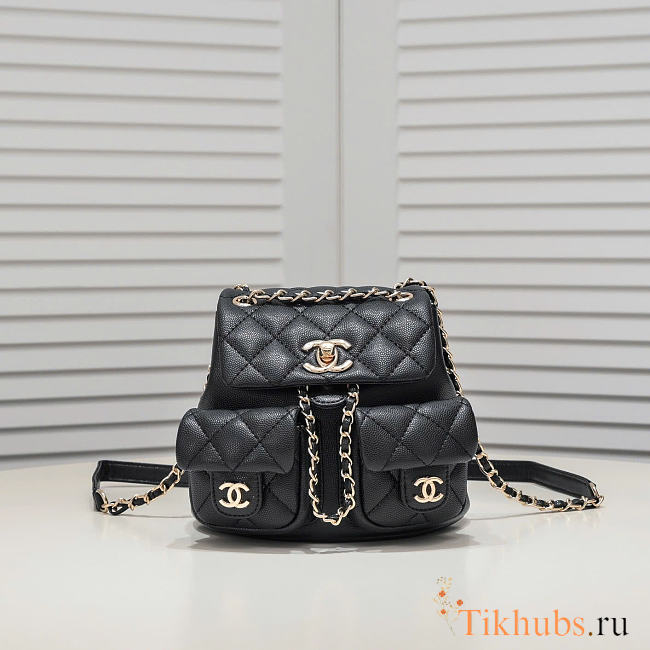 Chanel Mini Backpack Black Caviar 17.5x16.5x10cm - 1