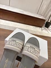 Dior Dway Platform Slide Grey Embroidered Cotton - 5