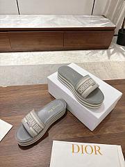 Dior Dway Platform Slide Grey Embroidered Cotton - 3