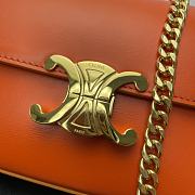 Celine Triomphe Cuir Orange Calfskin Chain Shoulder Bag 30x14x4cm - 4