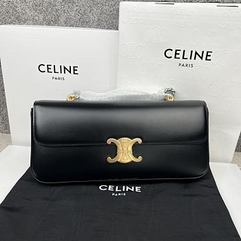 Celine Triomphe Cuir Black Calfskin Chain Shoulder Bag 30x14x4cm