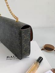 Celine Triomphe Cuir Black Canvas Chain Shoulder Bag 30x14x4cm - 4