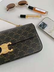 Celine Triomphe Cuir Black Canvas Chain Shoulder Bag 30x14x4cm - 2