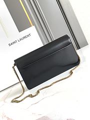 YSL Black Sunset Foldover Top Clutch Bag 22x12x3.5cm - 5