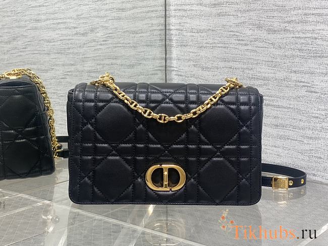 Dior Medium Soft Caro Bag Black Lambskin 25x16x9cm - 1