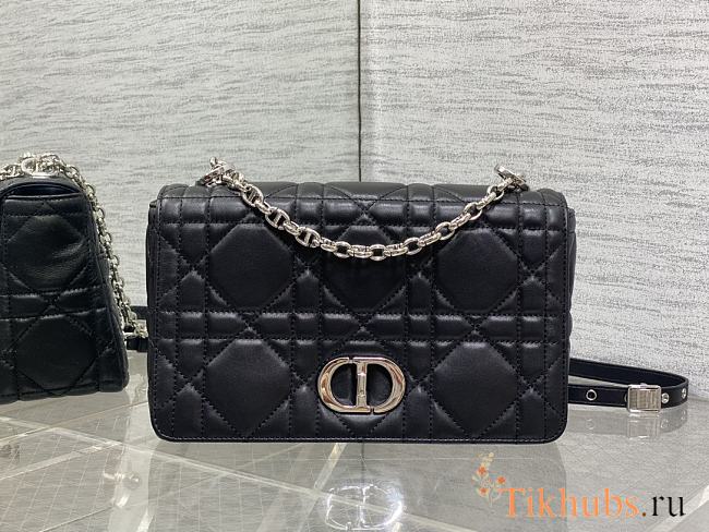 Dior Medium Soft Caro Bag Black Lambskin Silver 25x16x9cm - 1