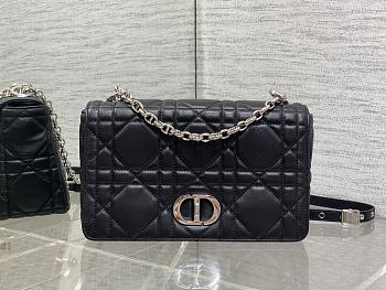 Dior Medium Soft Caro Bag Black Lambskin Silver 25x16x9cm