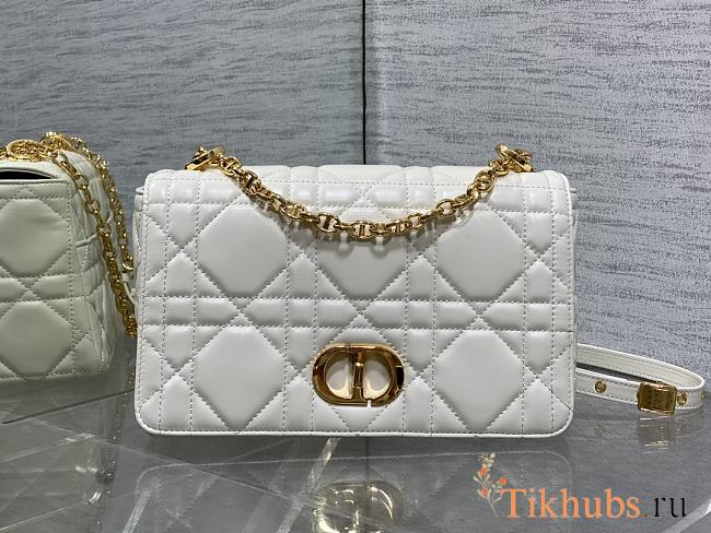 Dior Medium Soft Caro Bag White Lambskin 25x16x9cm - 1