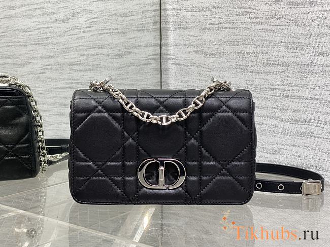 Dior Caro Small Soft Bag Black Lambskin Silver 20x13x7cm - 1