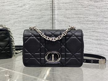 Dior Caro Small Soft Bag Black Lambskin Silver 20x13x7cm