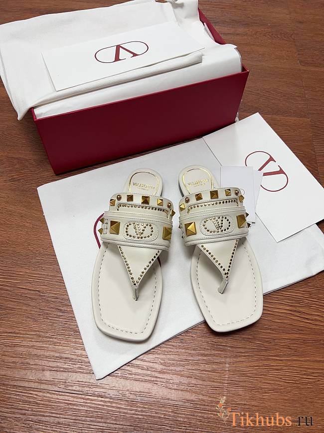 Valentino Plaster Caster Thong Sandal White - 1