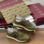 Gucci Women's Re-Motion Trainer Dark Green Suede Sneaker - 1