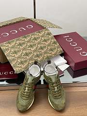 Gucci Women's Re-Motion Trainer Dark Green Suede Sneaker - 5