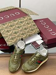 Gucci Women's Re-Motion Trainer Dark Green Suede Sneaker - 3