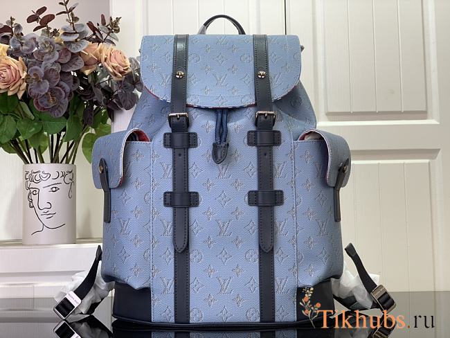 Louis Vuitton LV Christopher MM Backpack Blue 38x44x12.5cm - 1