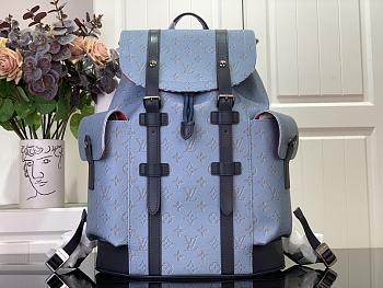 Louis Vuitton LV Christopher MM Backpack Blue 38x44x12.5cm