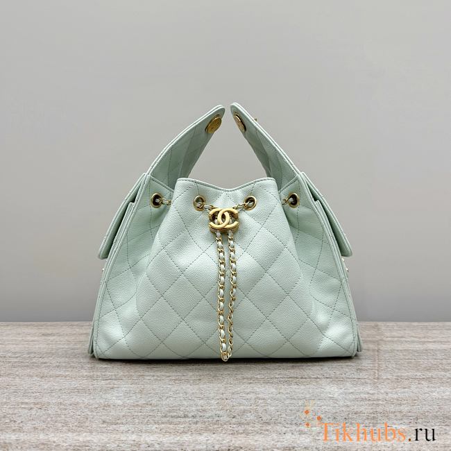 Chanel 25 Small Handbag Light Green Calfskin Gold 30x26x14cm - 1
