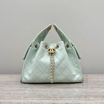 Chanel 25 Small Handbag Light Green Calfskin Gold 30x26x14cm