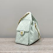Chanel 25 Small Handbag Light Green Calfskin Gold 30x26x14cm - 6