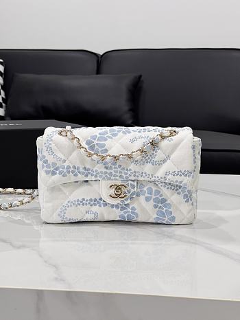 Chanel Flap Bag Denim Gold White & Blue 25cm