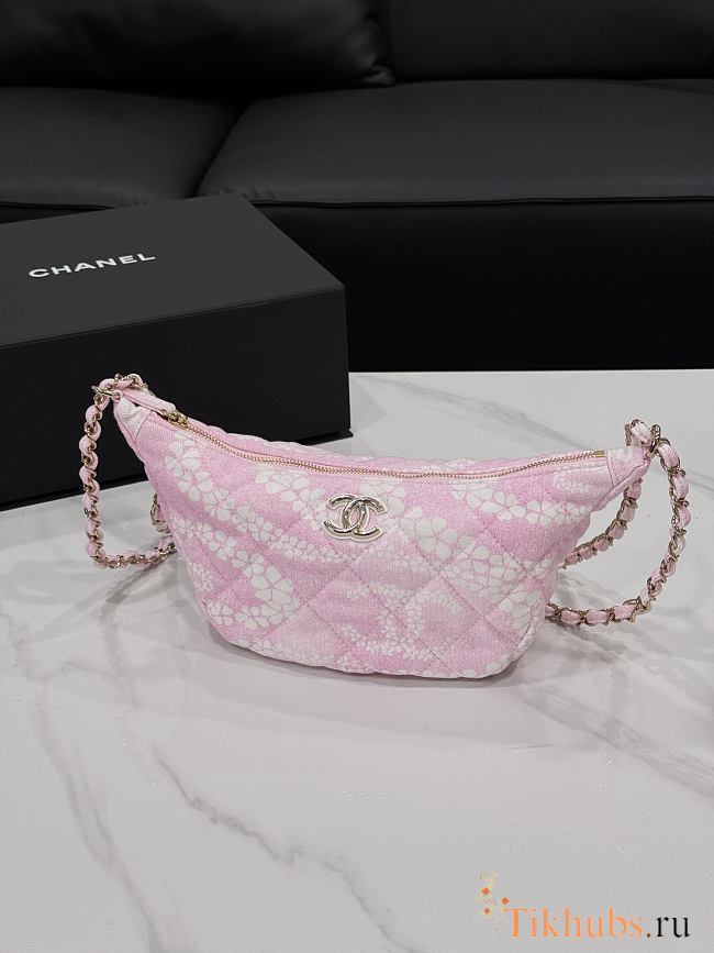 Chanel Hobo Bag Pink Denim 25cm - 1