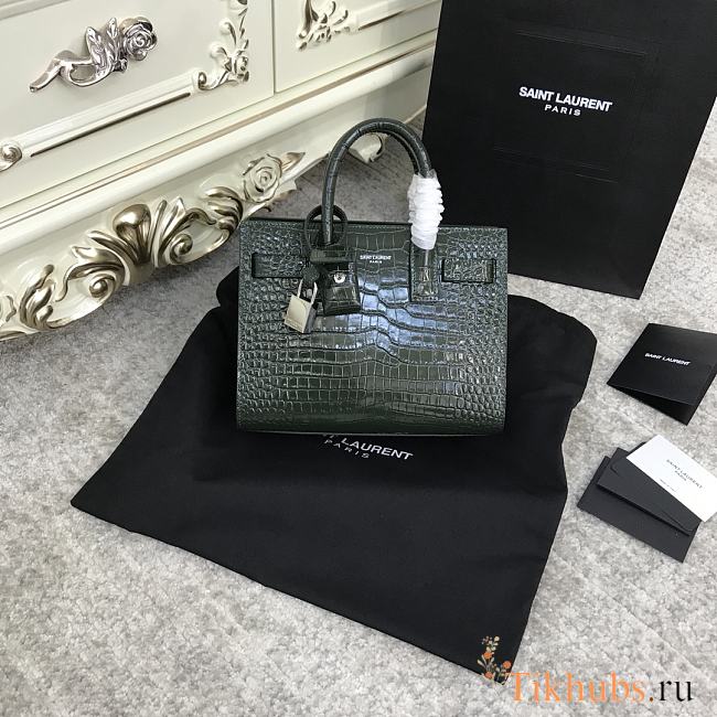 YSL Sac De Jour Bag Green Crocodile 22x18x11cm - 1