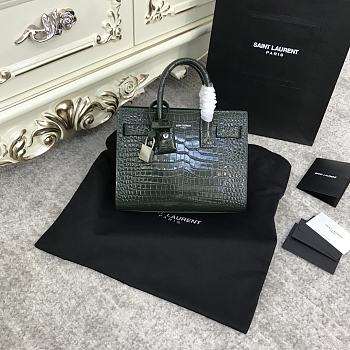 YSL Sac De Jour Bag Green Crocodile 22x18x11cm