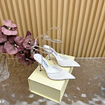 Jimmy Choo Saeda Ivory Tulle Crystal Pumps 10cm