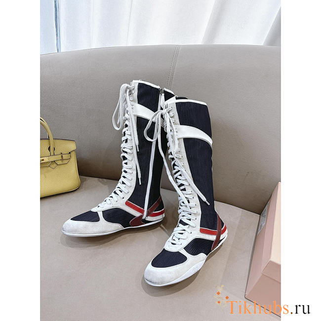 Miu Miu Gymnasium Tech Fabric And Suede Boxing Boots - 1