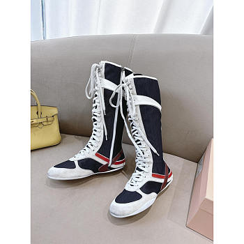 Miu Miu Gymnasium Tech Fabric And Suede Boxing Boots