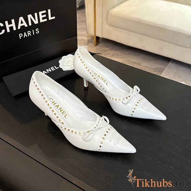 Chanel White Pump Heel 5.5cm - 1