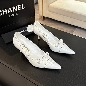 Chanel White Pump Heel 5.5cm