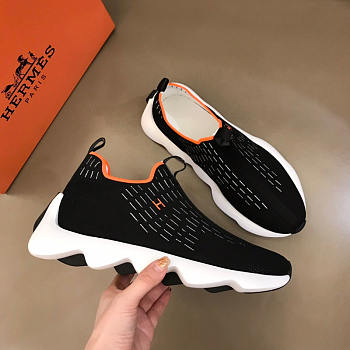 Hermes Black Knit Fabric Eclair Sneakers