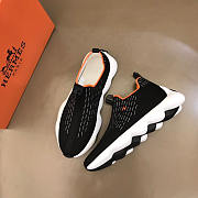 Hermes Black Knit Fabric Eclair Sneakers - 4