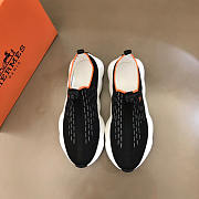 Hermes Black Knit Fabric Eclair Sneakers - 3